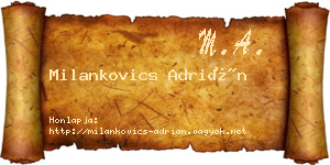 Milankovics Adrián névjegykártya